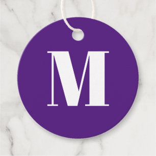 Étiquettes Cadeau Personnaliser monogramme initial violet blanc cade