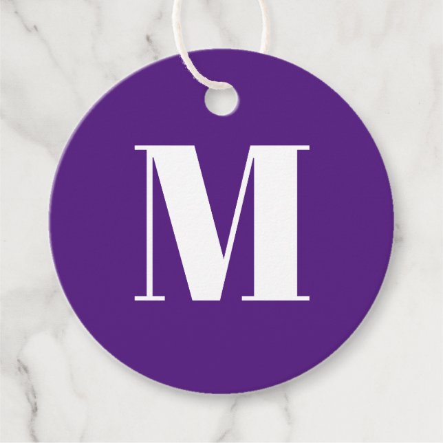 Étiquettes Cadeau Personnaliser monogramme initial violet blanc cade (Devant)
