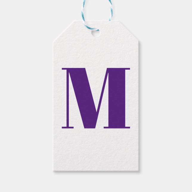 Étiquettes-cadeau Personnaliser monogramme initial violet violet bla (Devant)