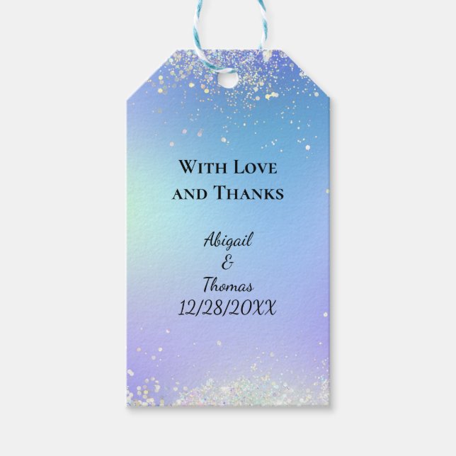 Étiquettes-cadeau Personnaliser Parties scintillant Bleu Violet Mari (Devant)