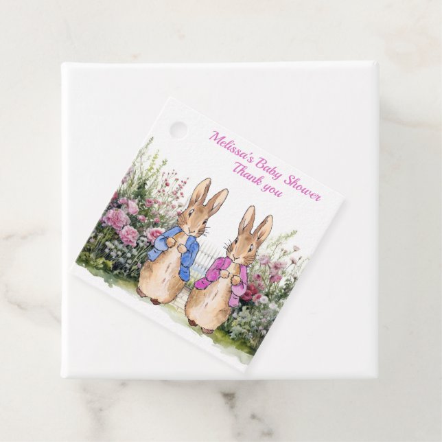 Étiquettes Cadeau Personnaliser Pierre et Flopsy merci (En situation)