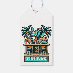Étiquettes-cadeau Personnaliser Retro Elephant Tiki Bar