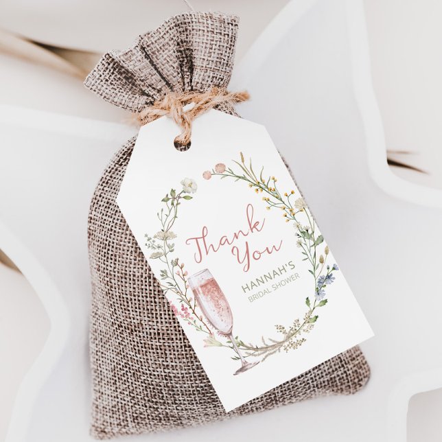 Étiquettes-cadeau Pétales et Prosecco Remerciements pour Enterrement (petals and prosecco bridal shower favor tags)