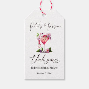 Étiquettes-cadeau Pétales et prosecco rose floral fête de mariage