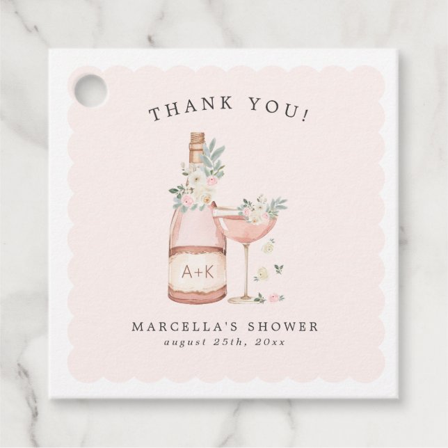 Étiquettes Cadeau Pétales & Prosecco Enterrement de Vie de Jeune Fil (Devant)