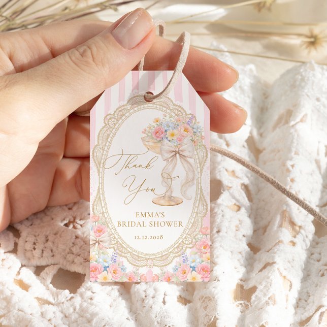 Étiquettes-cadeau Petals and Prosecco Bridal Shower (Créateur téléchargé)