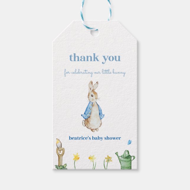 Étiquettes-cadeau Peter Rabbit Baby shower Balises cadeaux Favoriser (Devant)