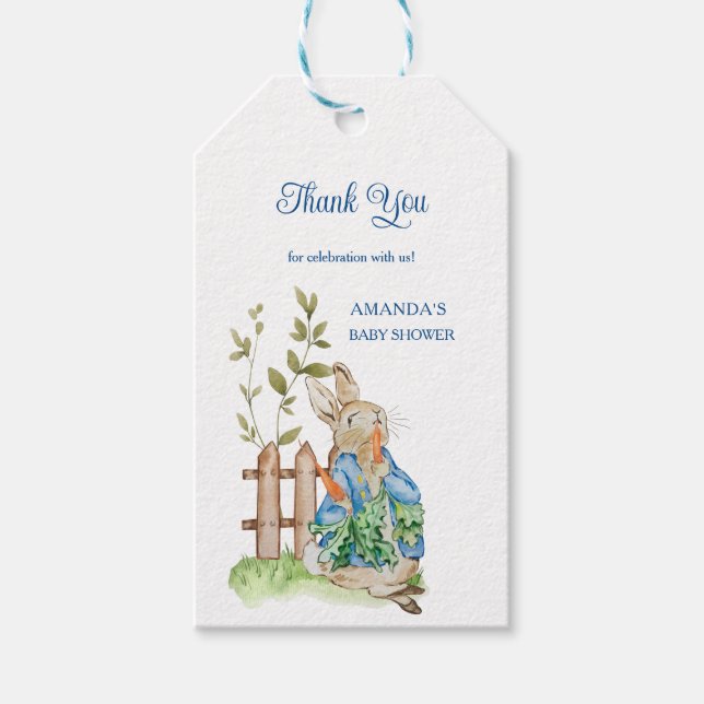 Étiquettes-cadeau Peter Rabbit Baby Shower Thank You (Devant)