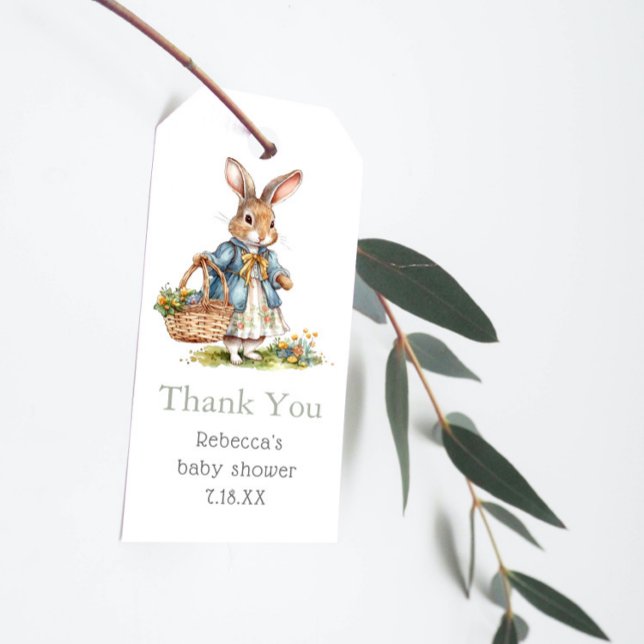 Étiquettes-cadeau Peter Rabbit fille Baby shower Merci (Créateur téléchargé)