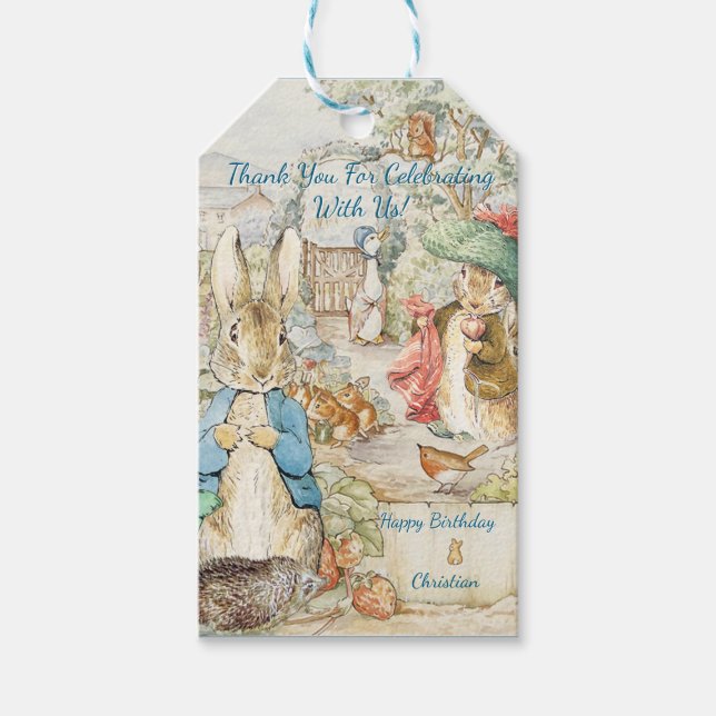Étiquettes-cadeau Peter the Rabbit Garden Histoire Anniversaire (Devant)