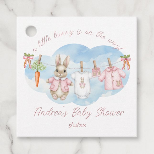 Étiquettes Cadeau Peter the Rabbit Girl Clothesline Baby Shower (Devant)