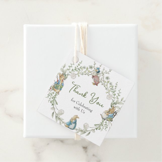 Étiquettes Cadeau Peter the Rabbit Wildflower Baby Shower Thanks  (En situation)