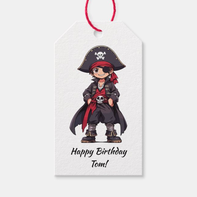 Étiquettes-cadeau Petit Anniversaire de enfant pirate (Devant)