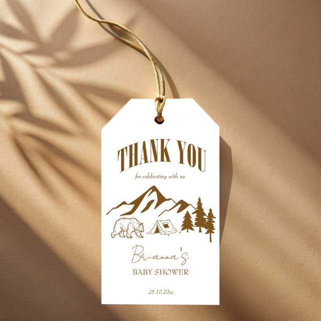 Étiquettes-cadeau Petit baby shower boho de camper personnalisé serv (Little camper boho mountain adventure baby shower personalized favor gift tags )