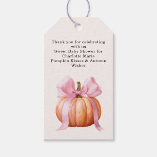 Étiquettes-cadeau Petit Baby shower Citrouille - Chute de Bow Rose