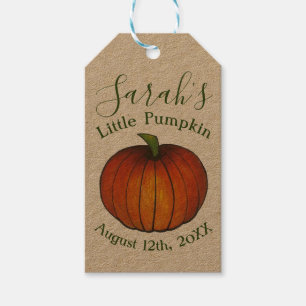 Étiquettes-cadeau Petit Baby shower Citrouille Privilégier Orange Oc