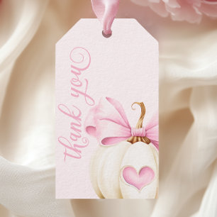 Étiquettes-cadeau Petit Baby shower Citrouille rose Favoriser
