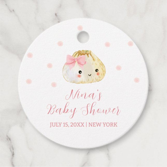 Étiquettes Cadeau Petit Baby shower de fille Douce Rose (Devant)