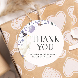 Étiquettes Cadeau Petit Baby shower d'oie ridicule rond