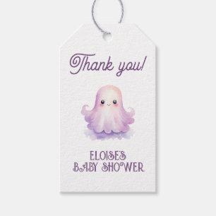 Étiquettes-cadeau Petit baby shower éffrayant rose Boo merci