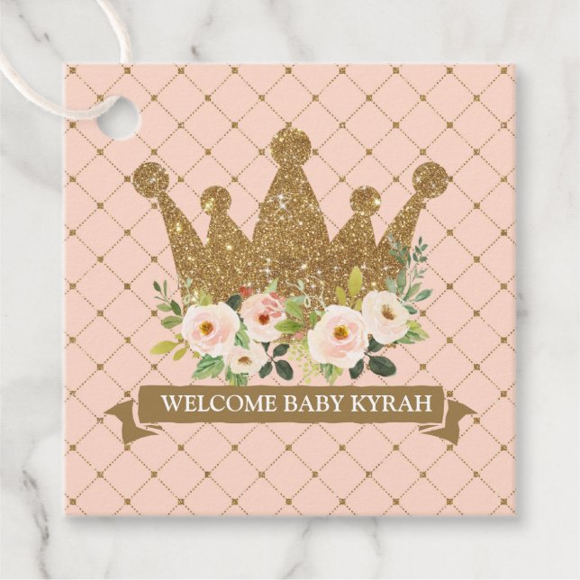 Étiquettes Cadeau Petit Baby shower Floral Blush Princess (Devant)