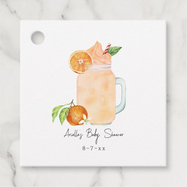 Étiquettes Cadeau Petit Baby shower Fruit Smoothie Fille Cutie (Devant)