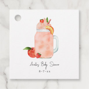 Étiquettes Cadeau Petit Baby shower Fruit Smoothie Fille Peach
