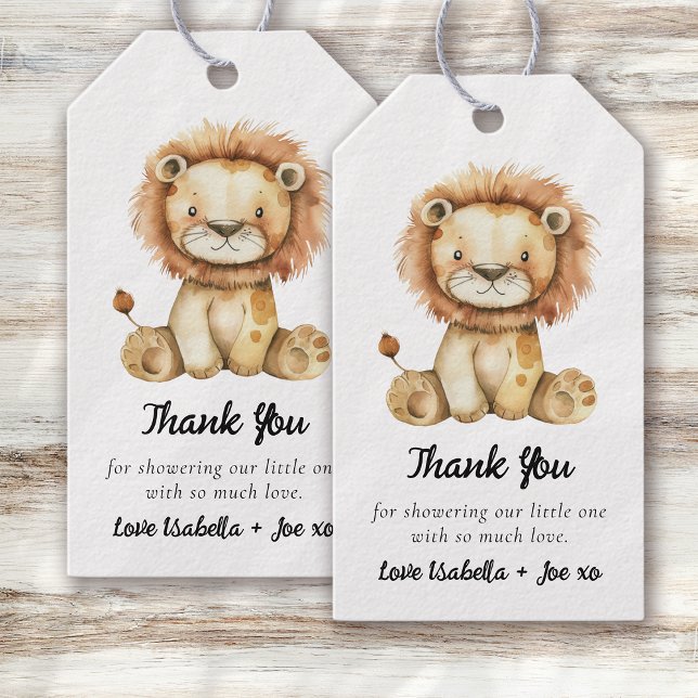 Étiquettes-cadeau Petit Baby shower Lion mignon (Créateur téléchargé)