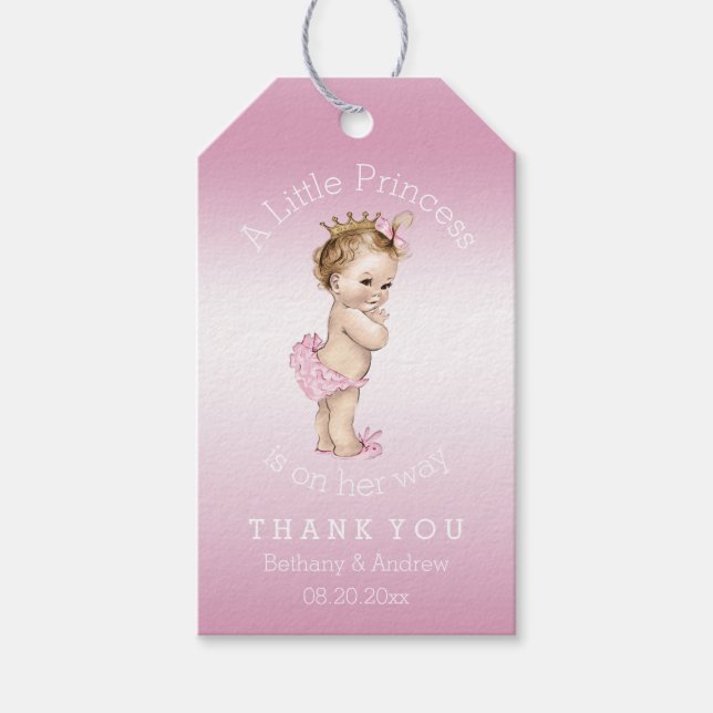 Étiquettes-cadeau Petit Baby shower princesse rose Personnalisé (Devant)