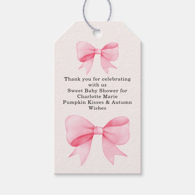 Étiquettes-cadeau Petit Baby shower rose Bow - Automne fille (Devant)