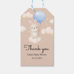 Étiquettes-cadeau Petit Balloon Cute Brown Baby shower lapin