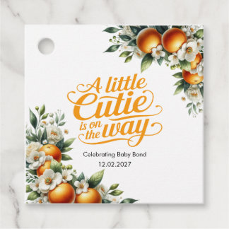Étiquettes Cadeau Petit Bébé Mignon Orange Fête Prénatale Personnali
