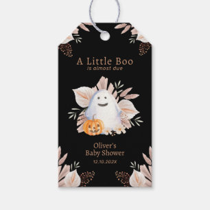 Étiquettes-cadeau Petit Boo Boho noir élégant Baby shower fantôme