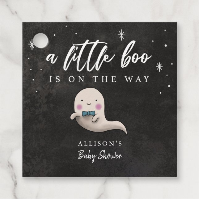 Étiquettes Cadeau Petit Boo Halloween Boy Ghost Baby shower (Devant)