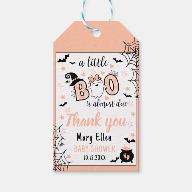 ÉTIQUETTES-CADEAU PETIT BOO PINK HALLOWEEN BABY SHOWER MERCI (Devant)