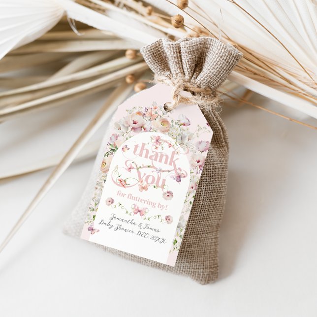 Étiquettes-cadeau Petit Buterfly Blush rose Floral Baby shower fille (Créateur téléchargé)