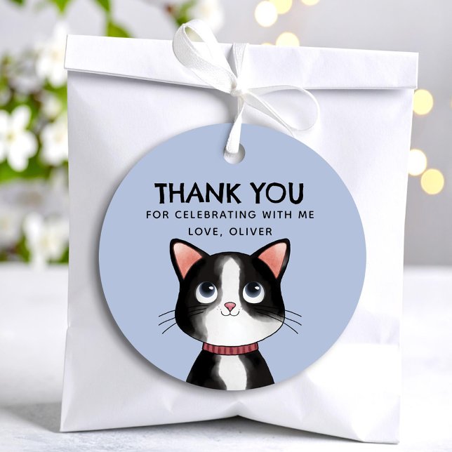Étiquettes Cadeau Petit chat merci (Créateur téléchargé)
