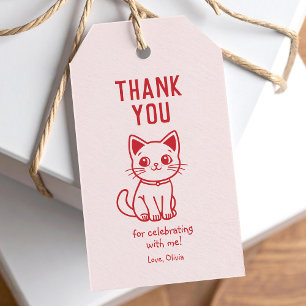 Étiquettes-cadeau Petit chat merci (MODIFIER TOUTES LES COULEURS)