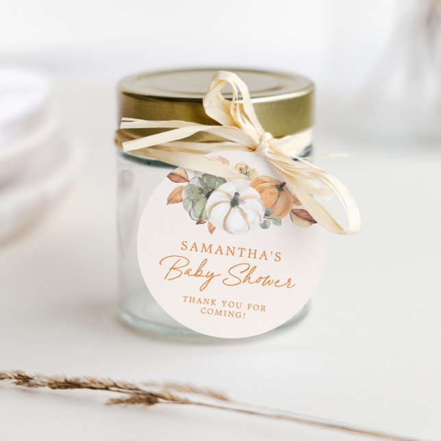 Étiquettes Cadeau Petit Citrouille Floral Boho Baby shower Merci (Créateur téléchargé)