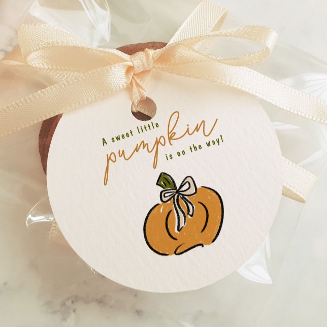 Étiquettes Cadeau Petit Citrouille Sur Le Chemin Baby shower Merci (Little Pumpkin On The Way Baby Shower Thank You Favor Tags)