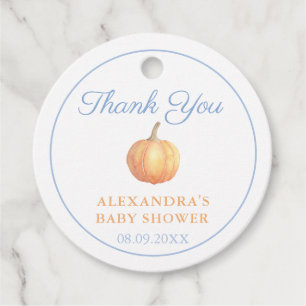 Étiquettes Cadeau Petit Citrouille Sur Le Chemin Baby shower Merci