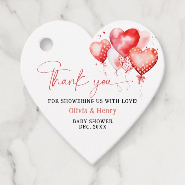 Étiquettes Cadeau Petit coeur Baby shower amoureux (Devant)