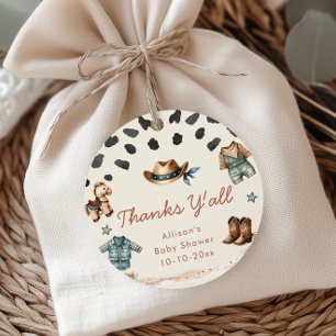 Étiquettes Cadeau Petit Cowboy western thème garçon baby shower