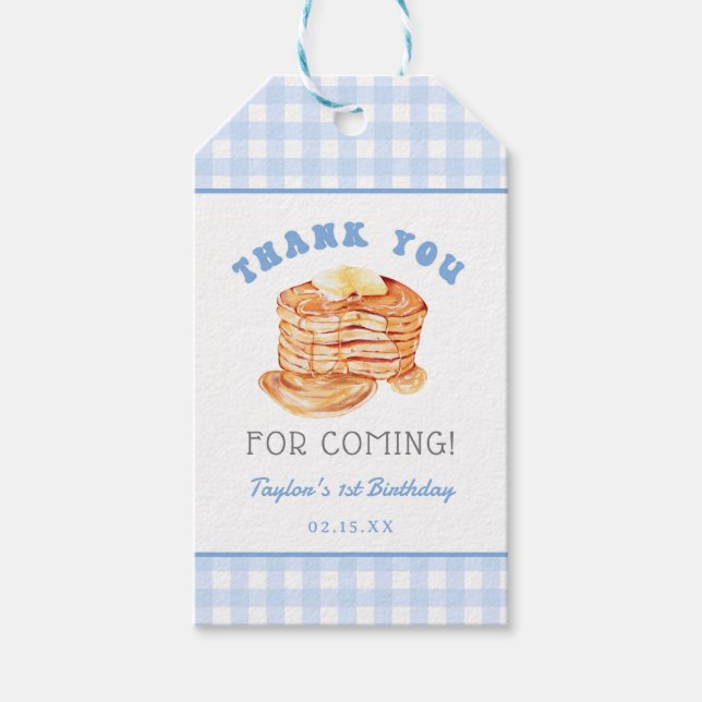 Étiquettes-cadeau Petit déjeuner d'anniversaire crêpes Blue Boy Merc (Devant)