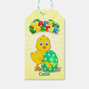 Étiquettes-cadeau Petit dessin de Pâques sur le poulet