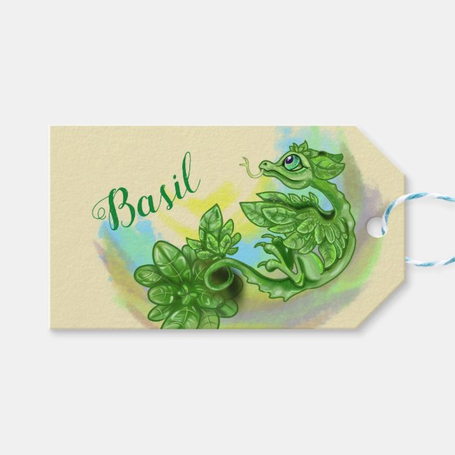 Étiquettes-cadeau Petit dragon de Basil Herb (Devant (Horizontal))