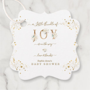 Étiquettes Cadeau Petit Ensemble De Joy Baby shower Floral Or Blanc