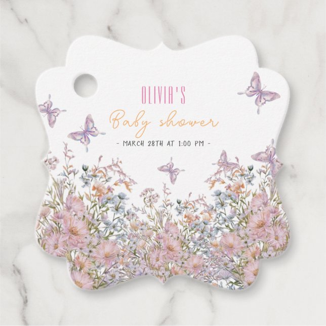 Étiquettes Cadeau Petit fleur sauvage au baby shower fleuri (Devant)