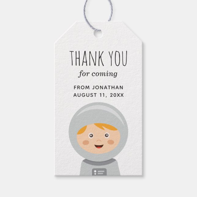 Étiquettes-cadeau Petit garçon astronaute. Anniversaire de enfant pa (Devant)