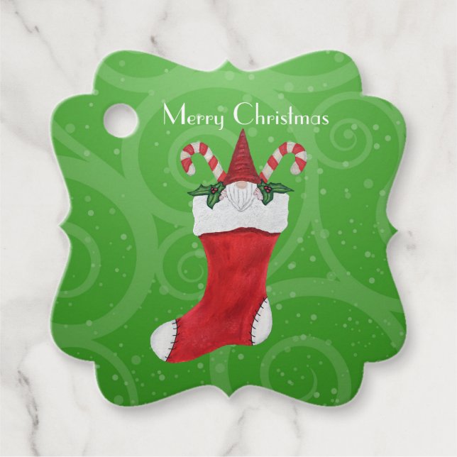 Étiquettes Cadeau Petit Gnome dans les Sucres de canne de stockage d (Devant)